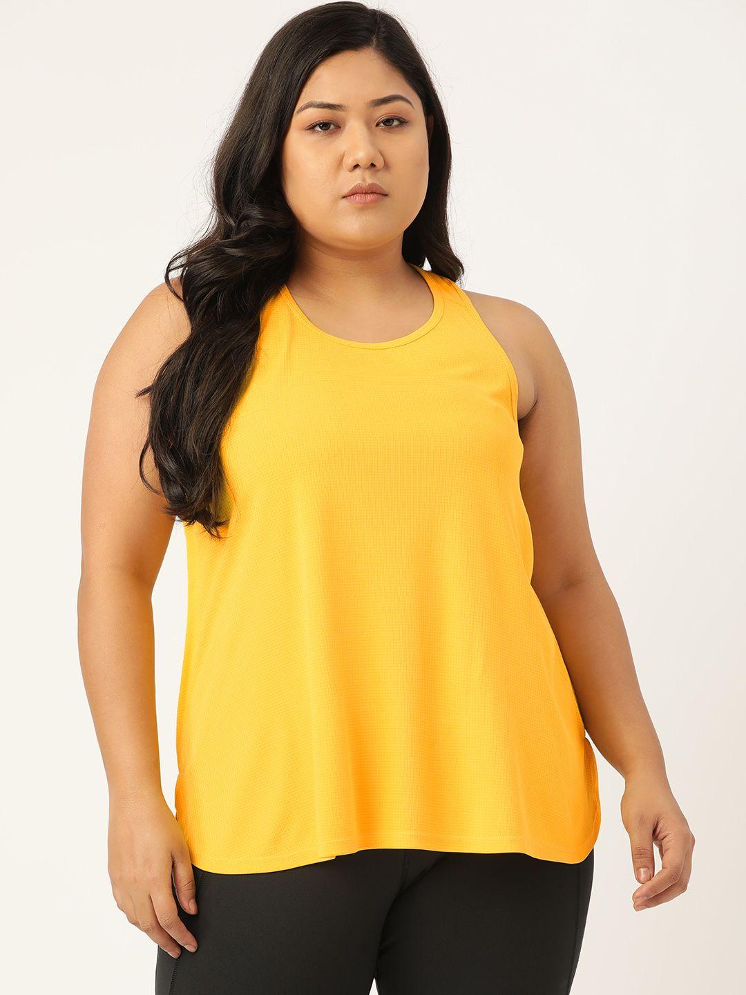 spirit animal women plus size yellow solid tank top