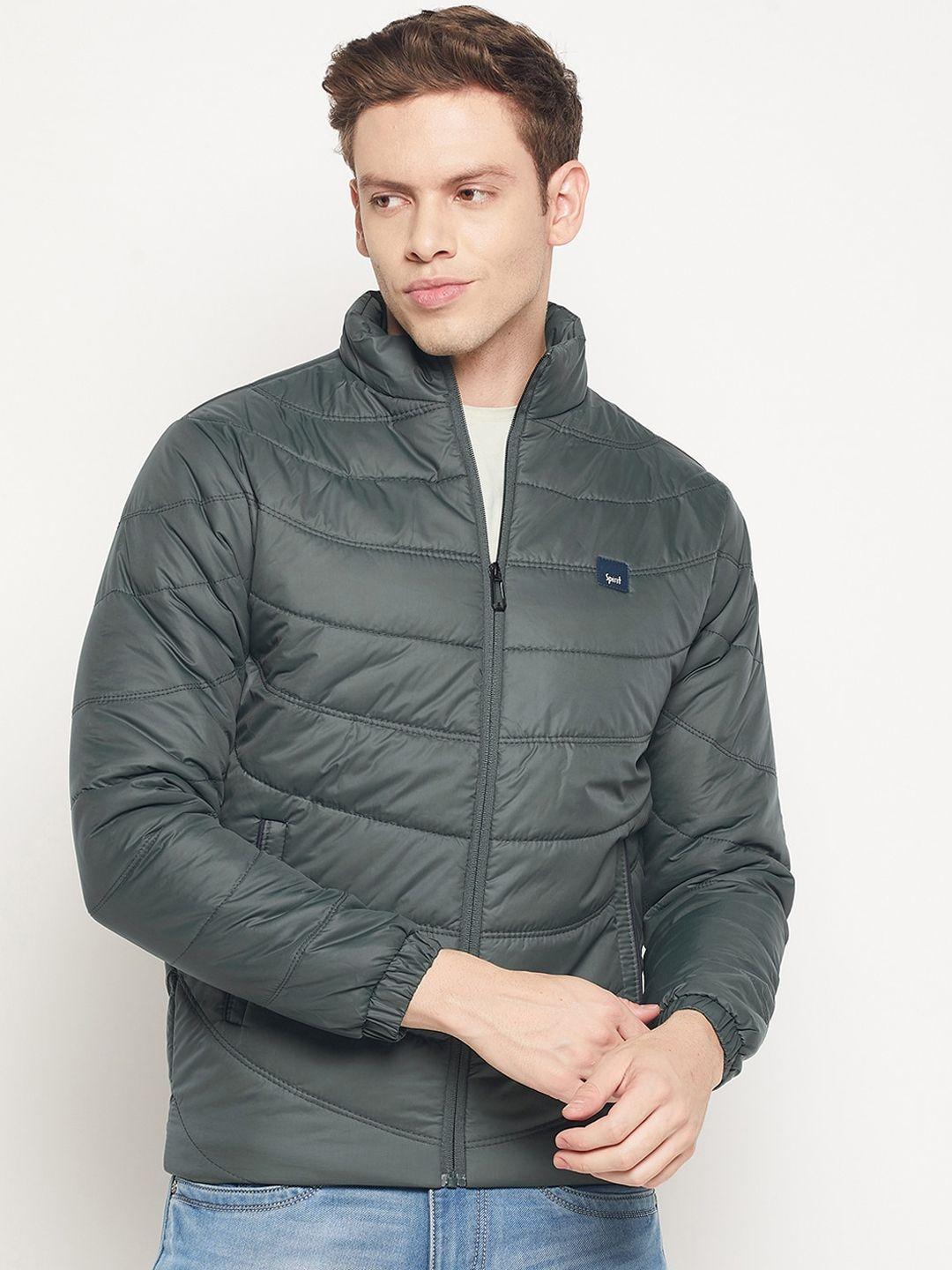 spirit men olive green windcheater and water resistant puffer jacket