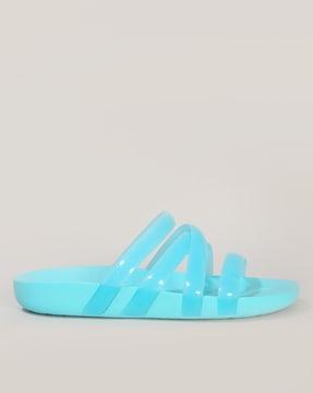 splash glossy slip-on strappy sandals