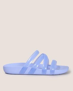 splash glossy strappy flat sandals