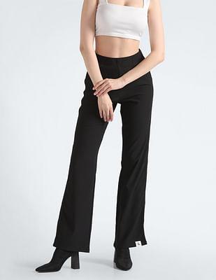 split side straight rib pants