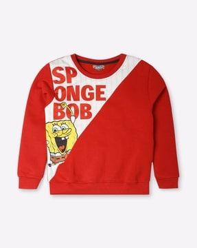 sponge bob print round-neck sweatshirt