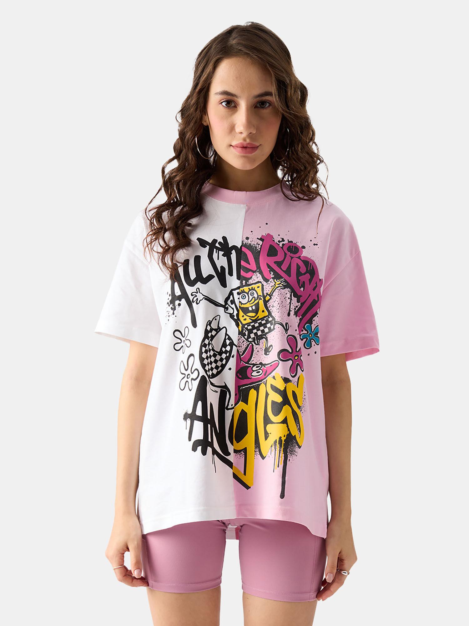 spongebob all the right angles women oversized t-shirts