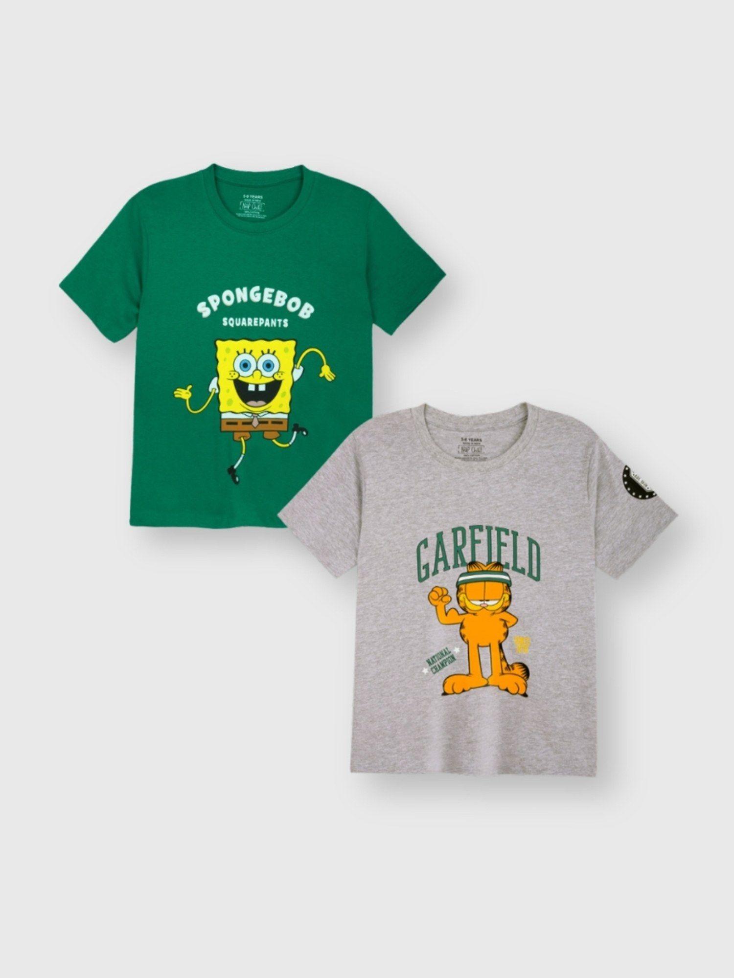 spongebob and garfield t-shirt (pack of 2)