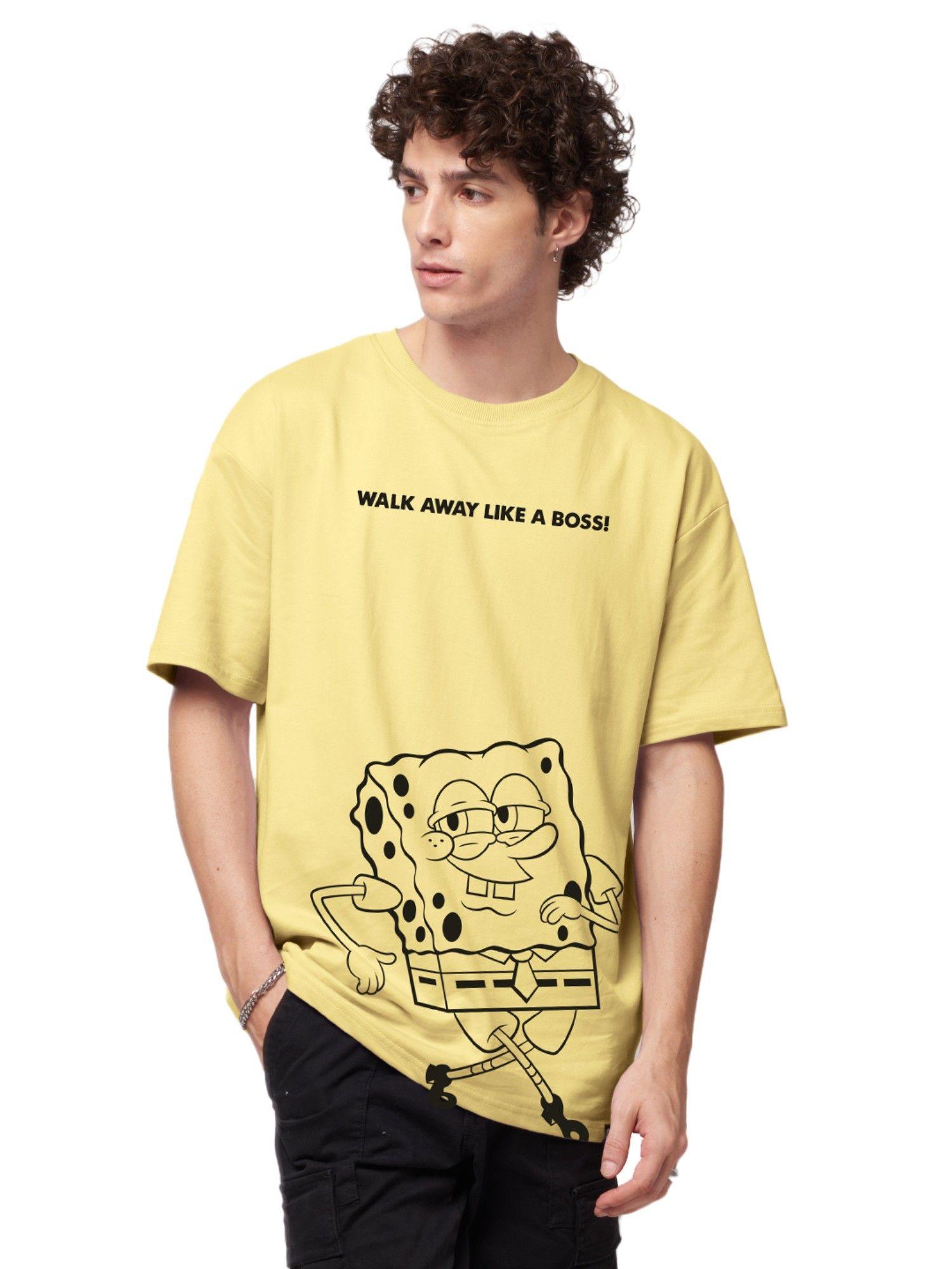 spongebob like a boss yellow color printed t-shirts