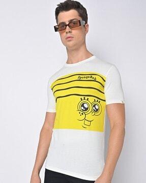 spongebob print slim fit crew-neck t-shirt