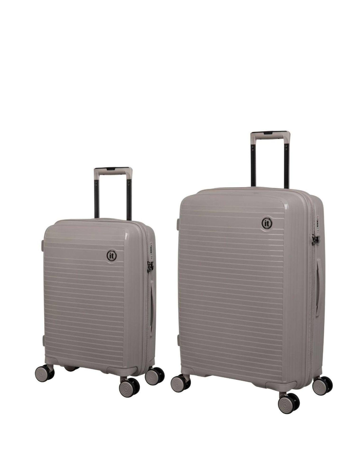 spontaneous beige set of 2 expandable hardsided tsa luggage trolley