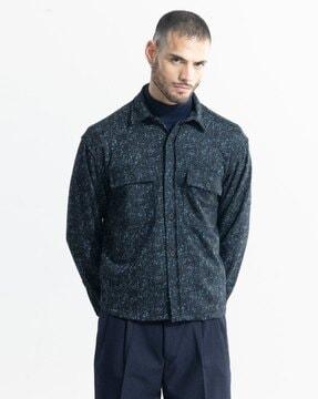 spoondrift printed relaxed fit shirt with flap pockets