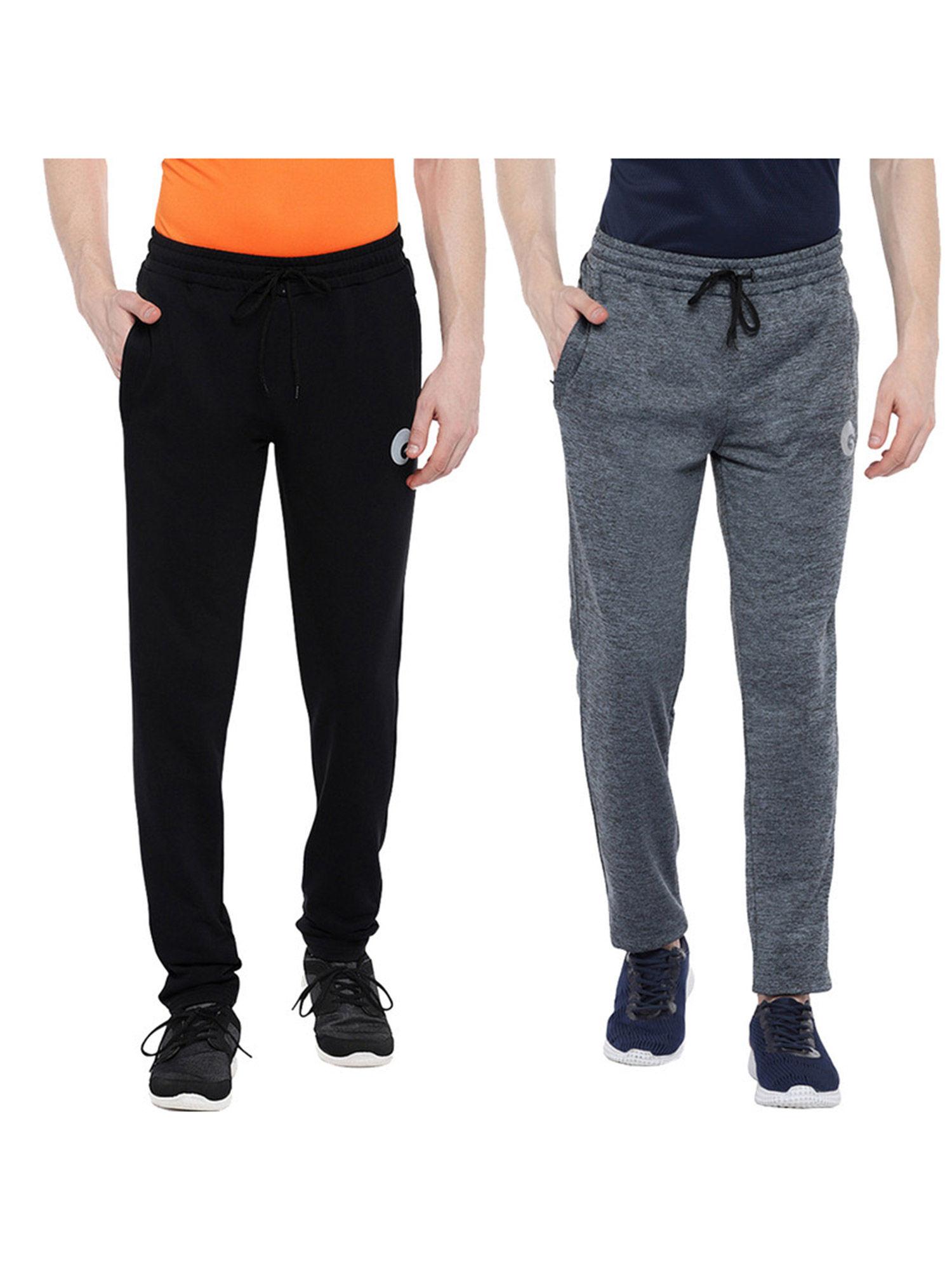 sport,gym & workout track pant 12 for mens black-grey (pack of 2)