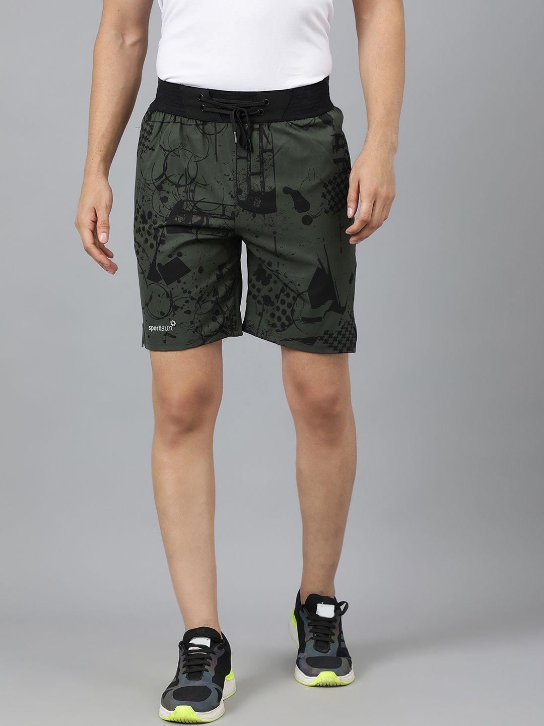 sport sun abstract printed mid-rise sports shorts