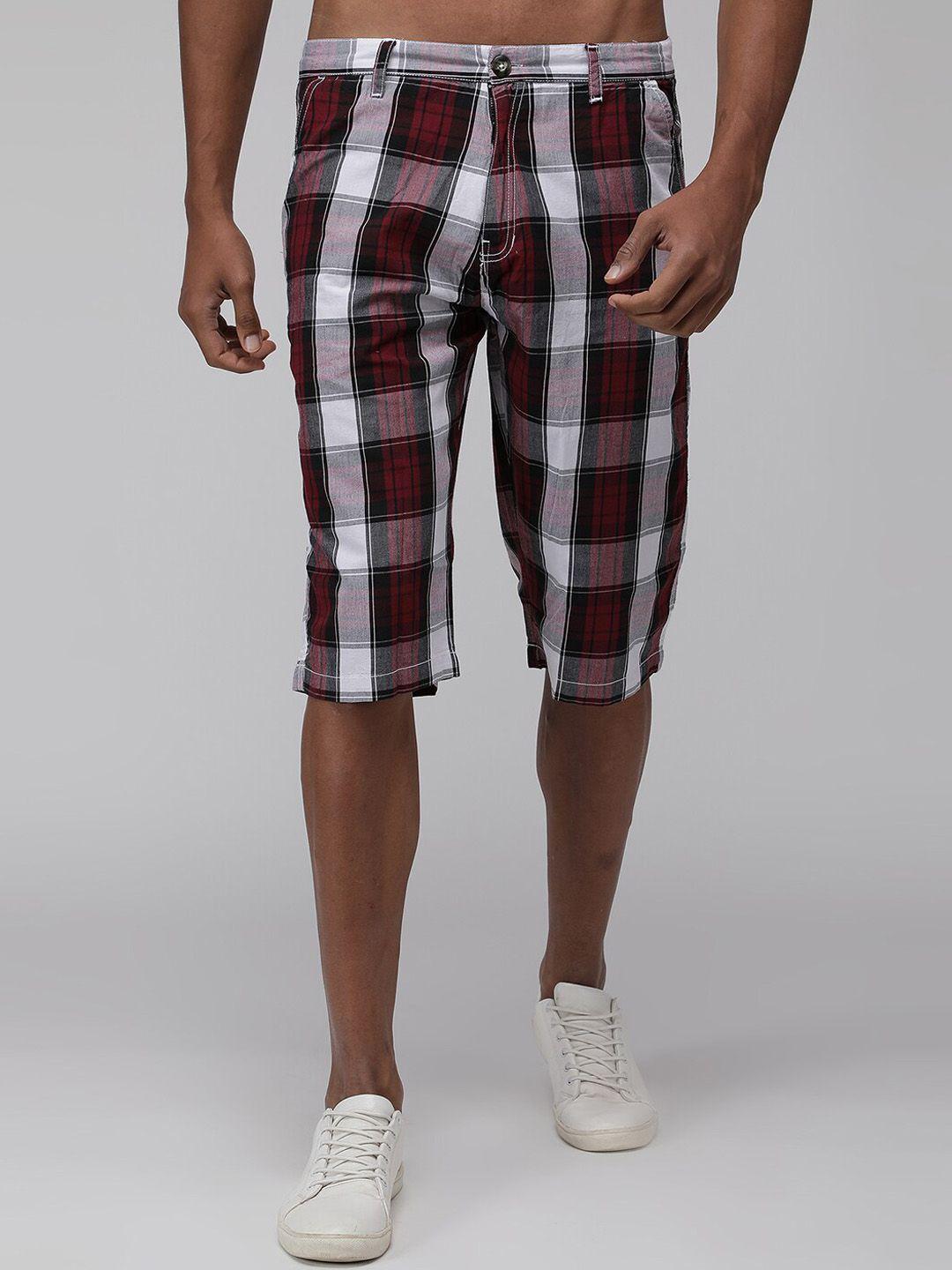 sporto men maroon checked outdoor with technology shorts