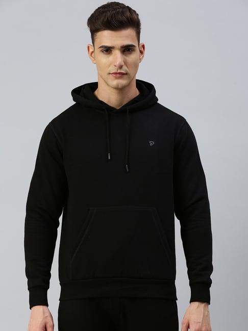 sporto black regular fit hooded sweatshirt