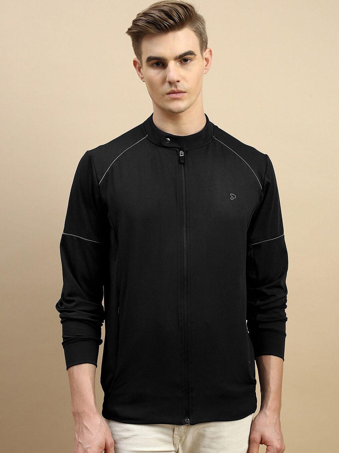 sporto men black geometric lightweight outdoor sporty jacket with