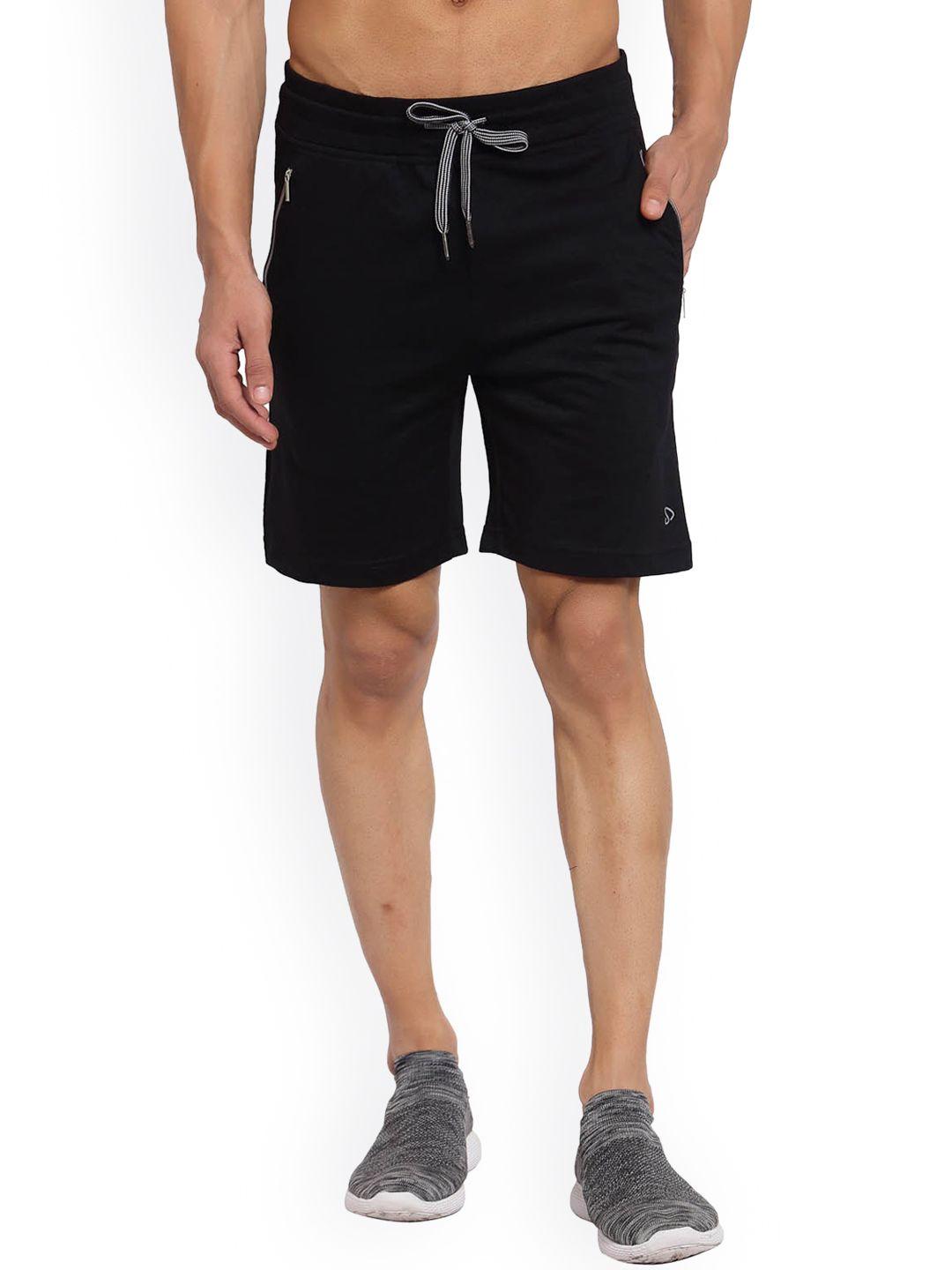 sporto men black mid-rise sports shorts