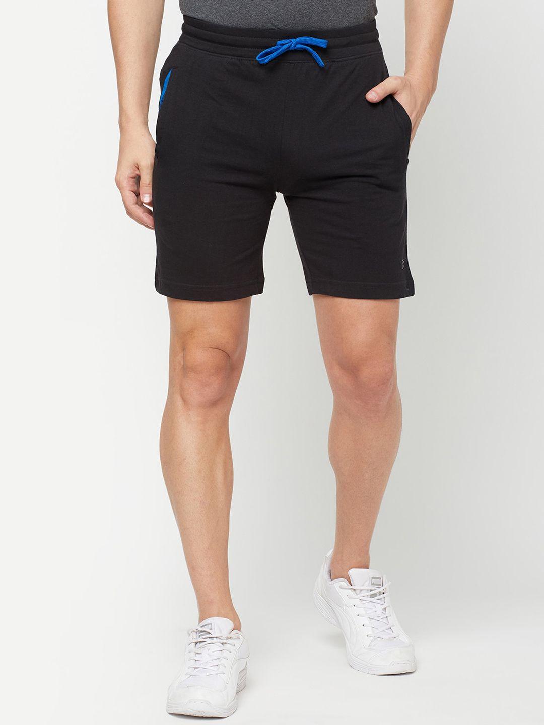 sporto men black solid shorts