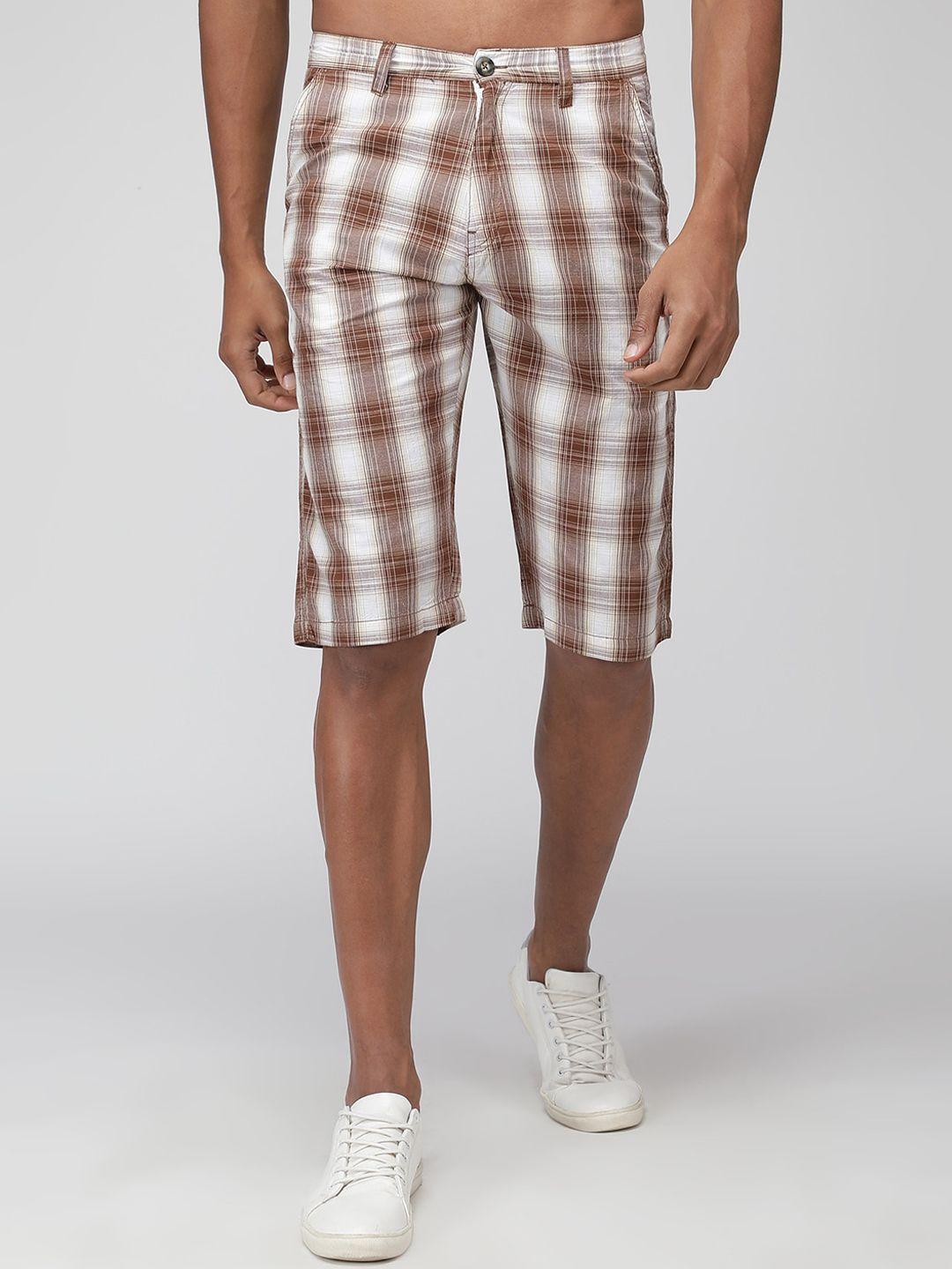 sporto men brown checked outdoor with technology shorts