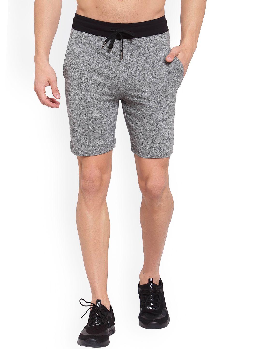 sporto men grey regular fit cotton sports shorts