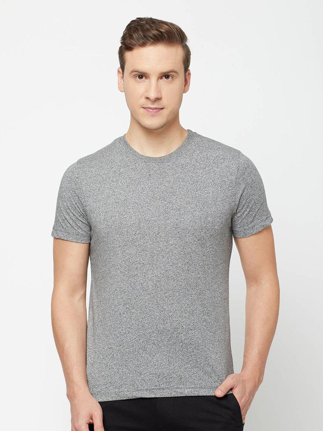 sporto men grey solid cotton t-shirt