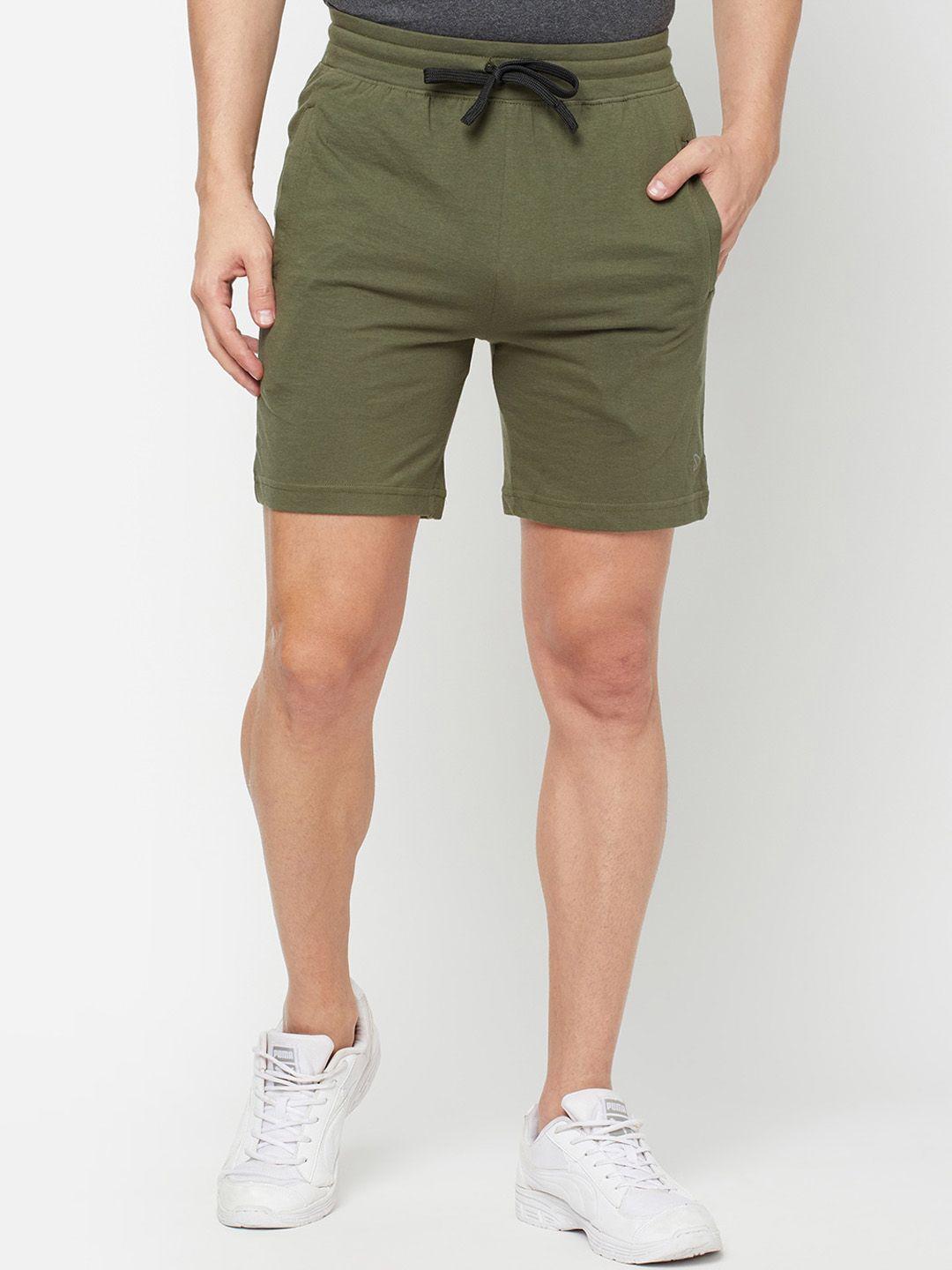 sporto men olive green cotton shorts