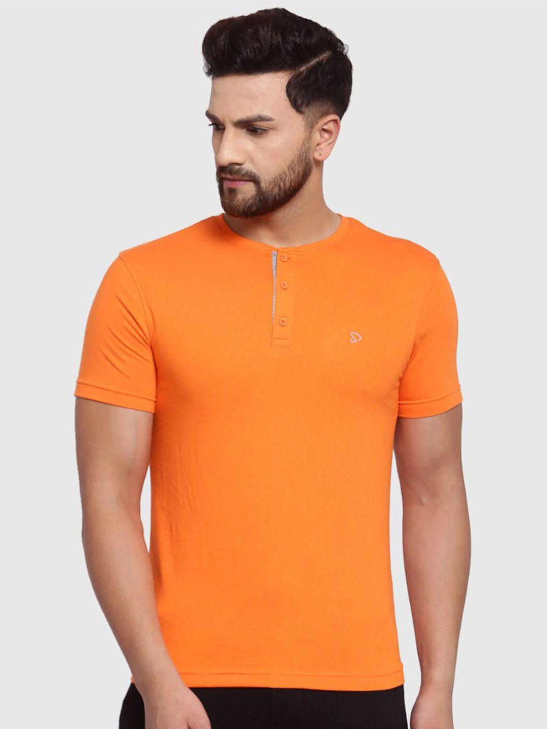 sporto men orange slim fit t-shirt