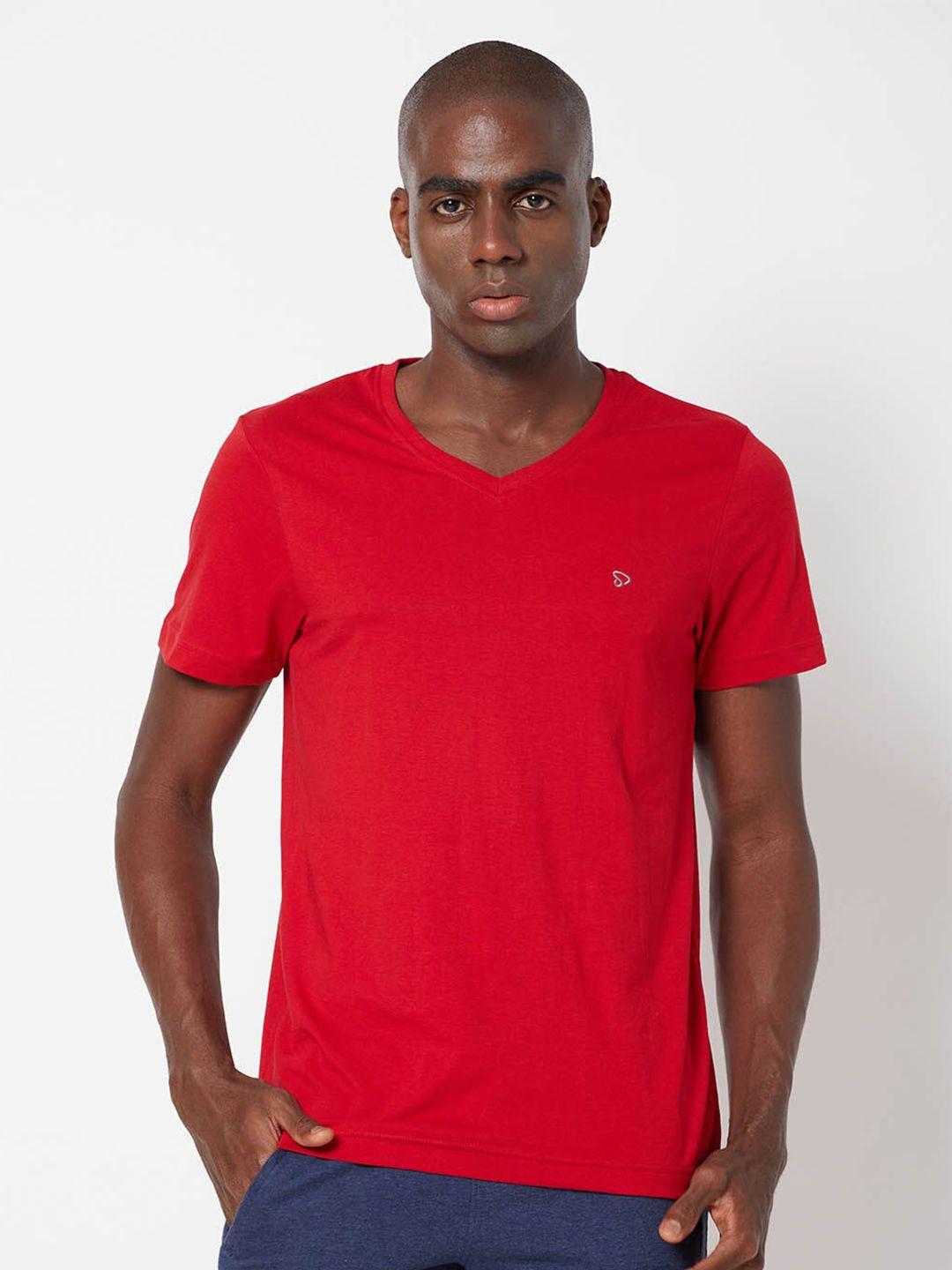 sporto men red v-neck t-shirt