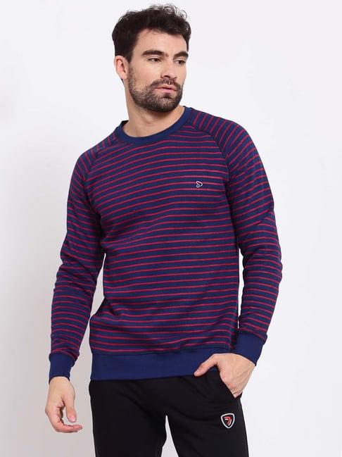 sporto navy regular fit striped sweatshirt
