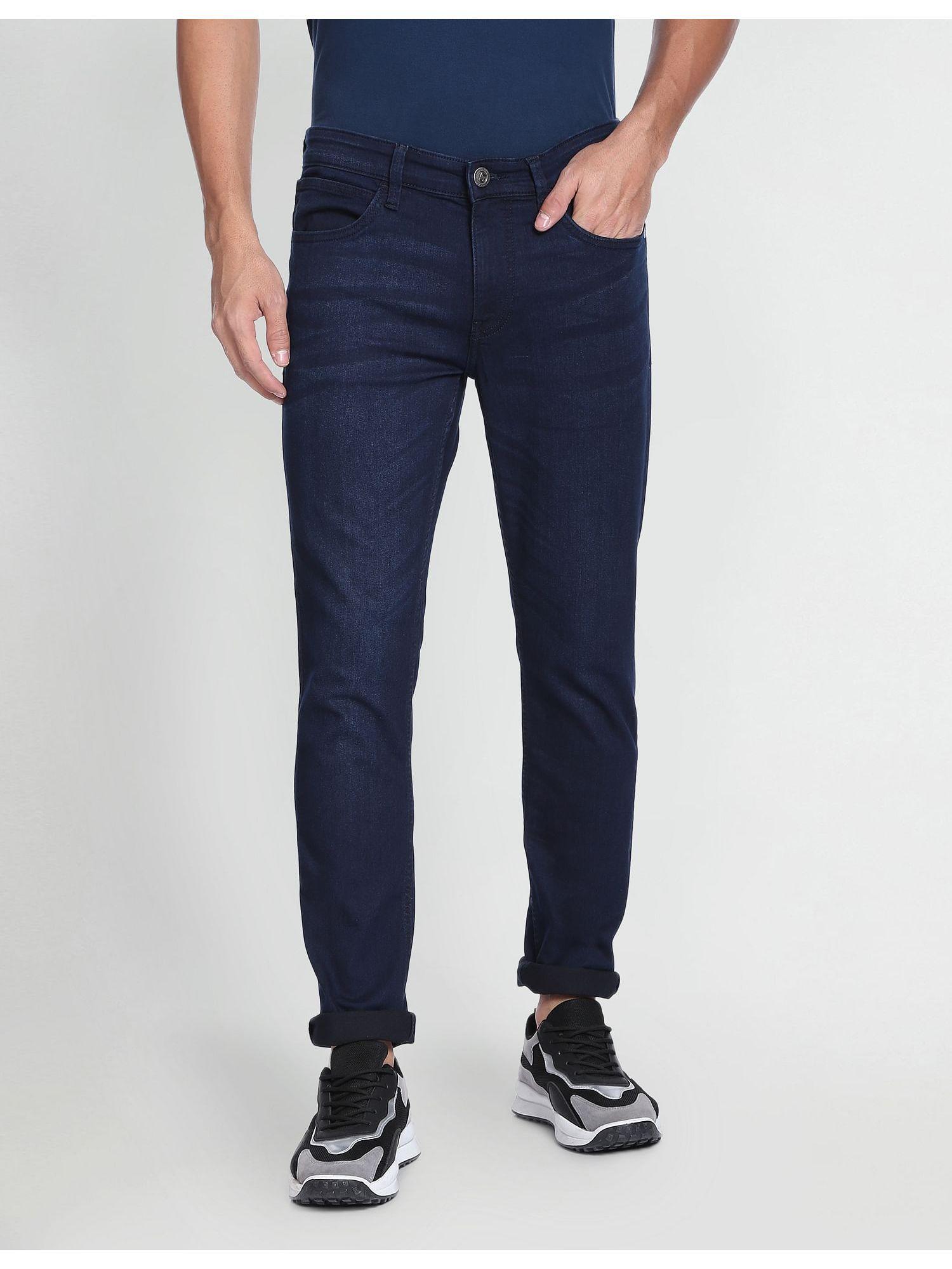 sports blue mid rise slim fit jeans