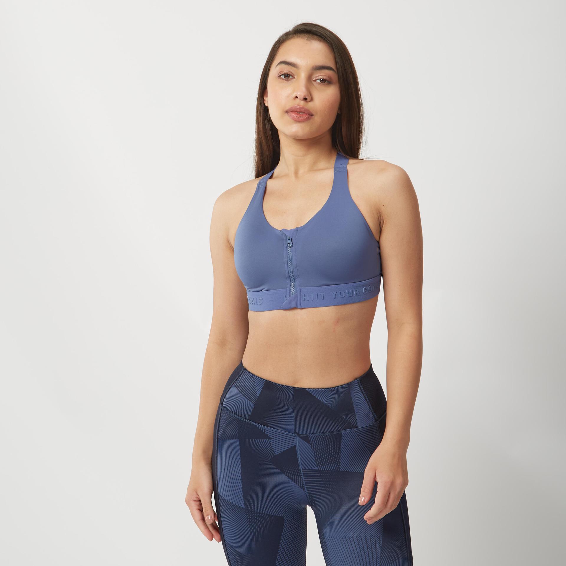 sports bra high support with zip - purple