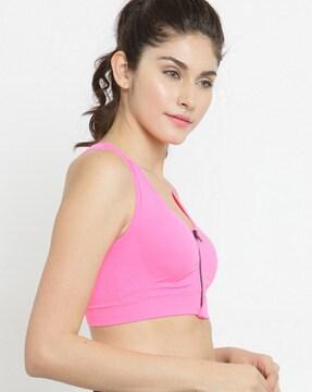 sports bra with front zip closure