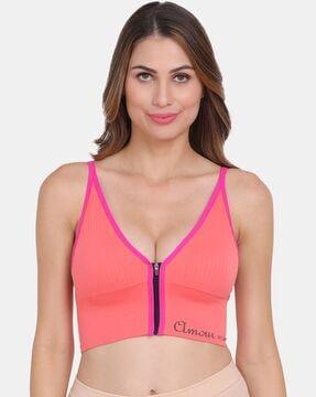 sports bra with front zip closure