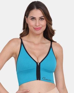 sports bra with front zip closure