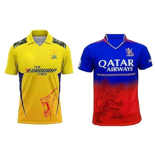 sports csk & rcb jersey-2024 cricket jersey tshirt 2023-2024 (boys,kids,men)(large 40) multicolour