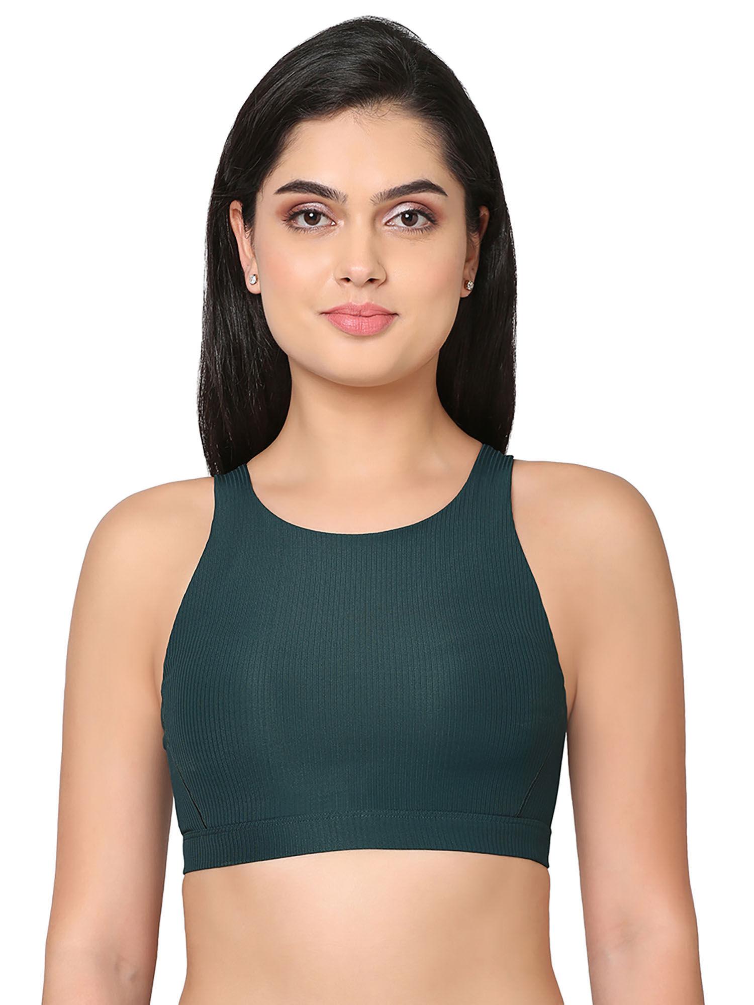 sports lover non-padded wired full coverage sports bra green