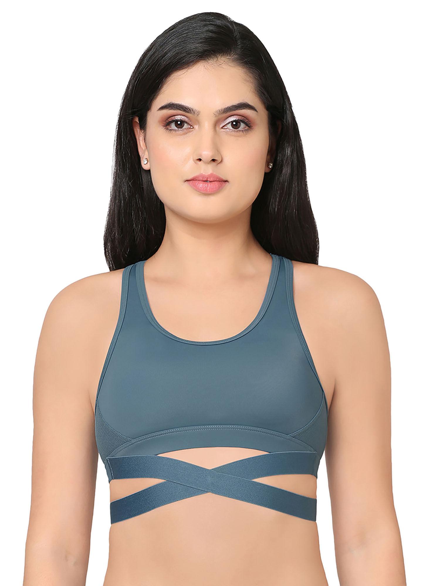 sports lover non-padded wired full coverage sports bra grey