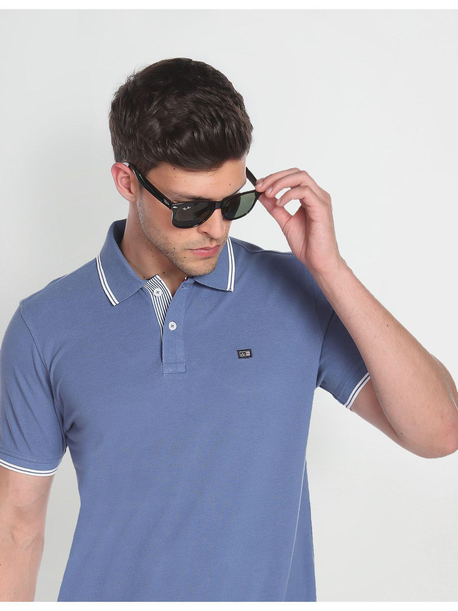 sports tipped solid pique polo shirt