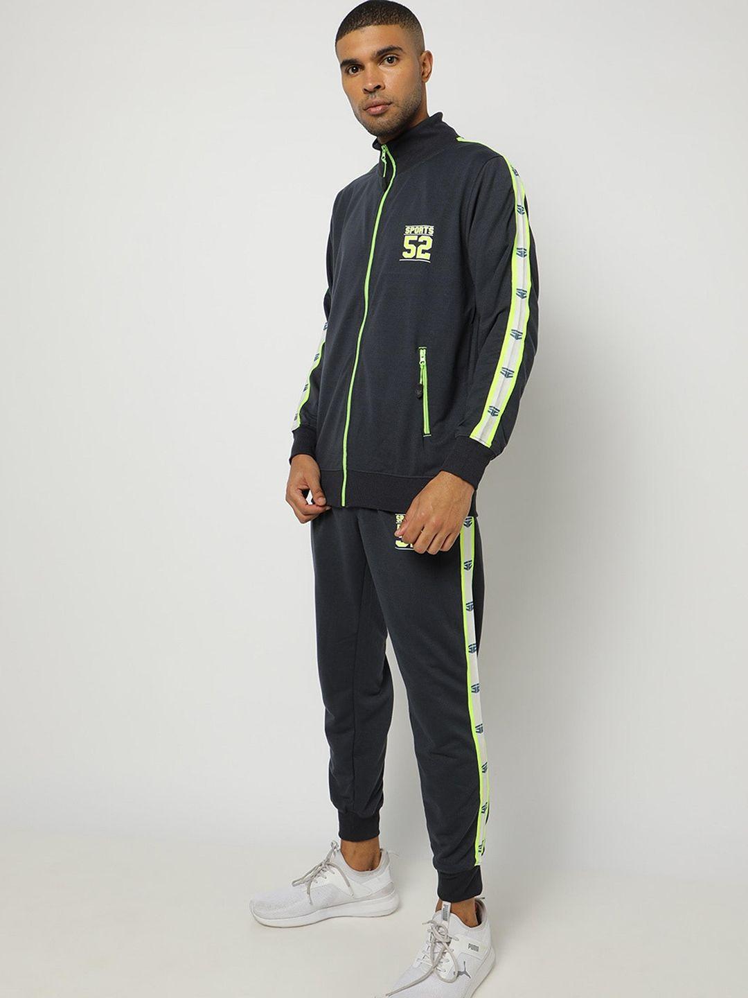 sports52 wear brand logo printed sports tracksuit with side taping