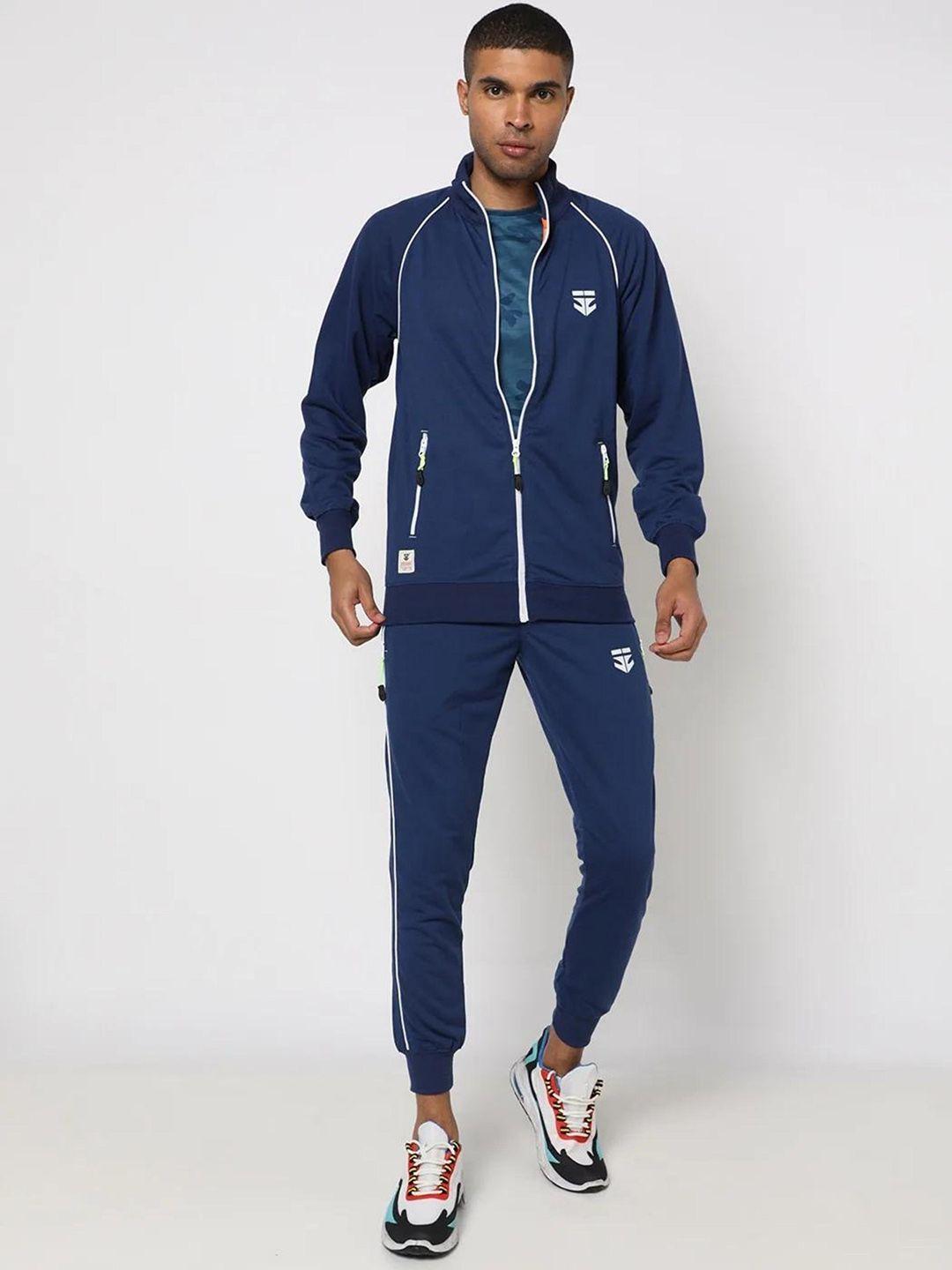 sports52 wear men blue brand logo printed pure cotton tracksuit