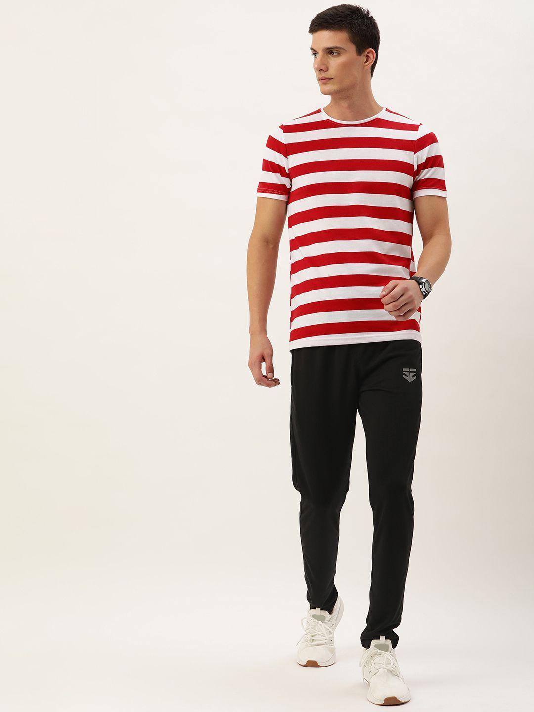sports52 wear men striped round neck t-shirt with track pant sports tracksuit
