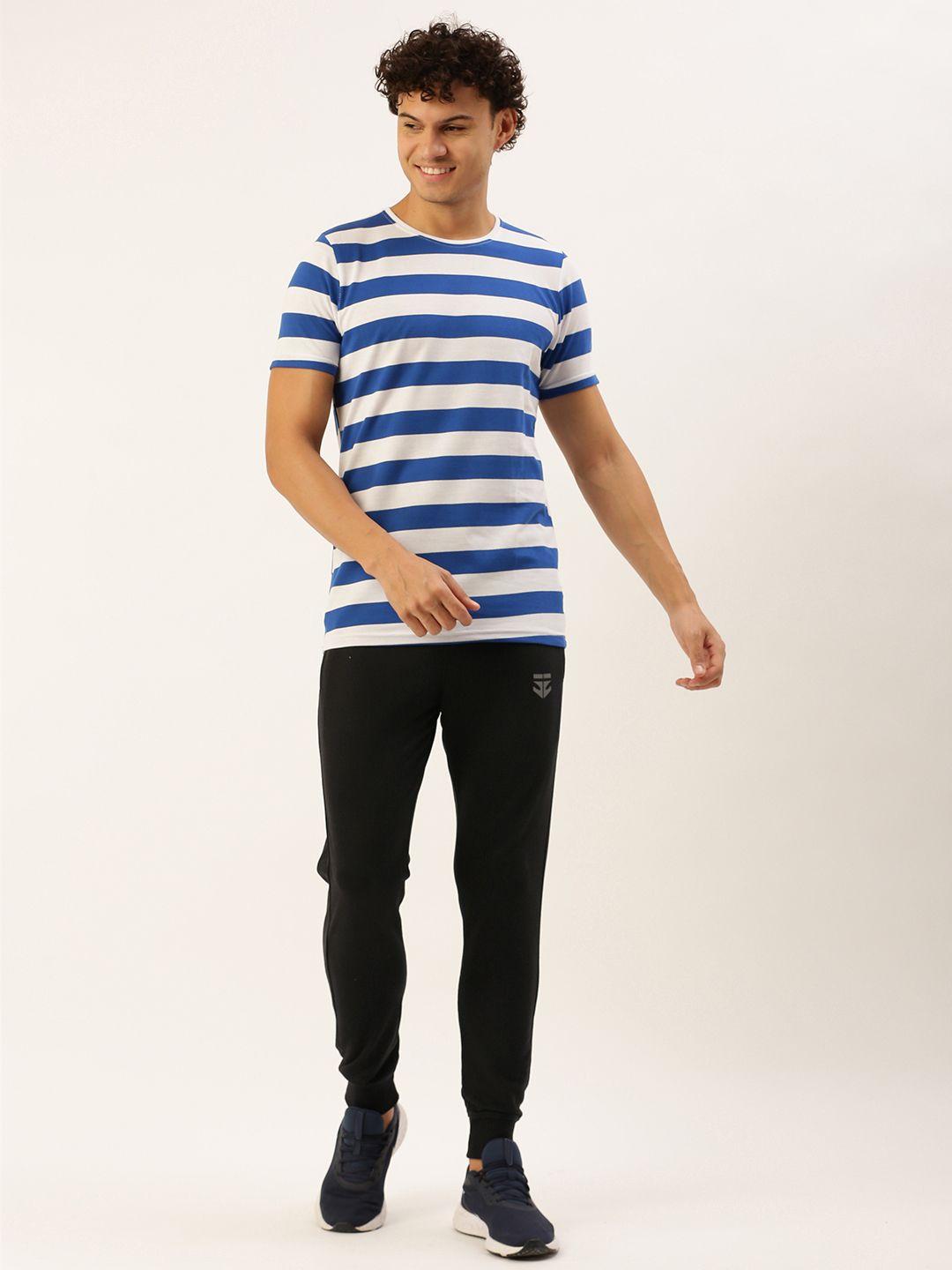 sports52 wear men striped t-shirt and mid-rise jogger training tracksuit