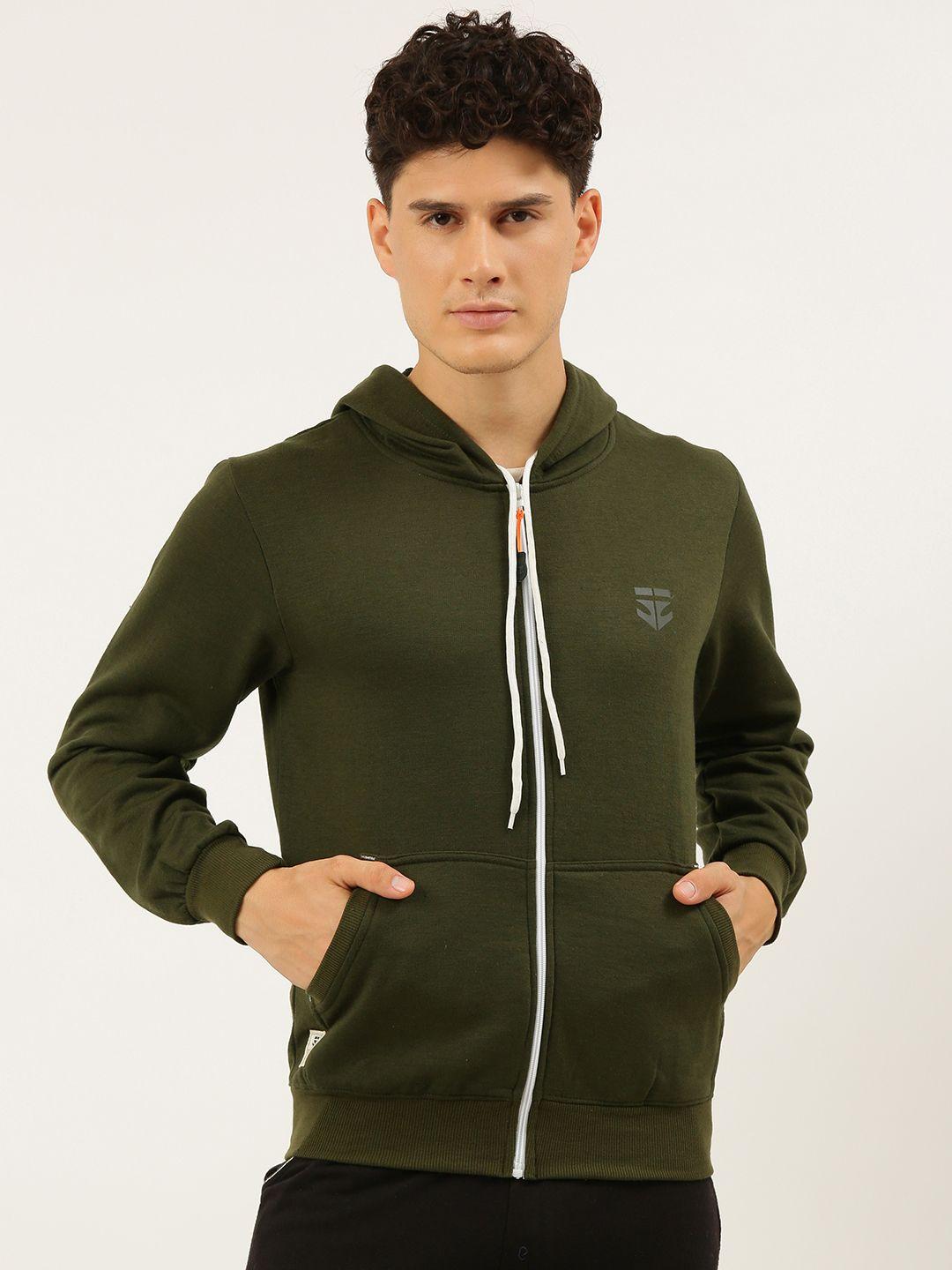 sports52 wear men olive green solid lightweight hooded training jacket