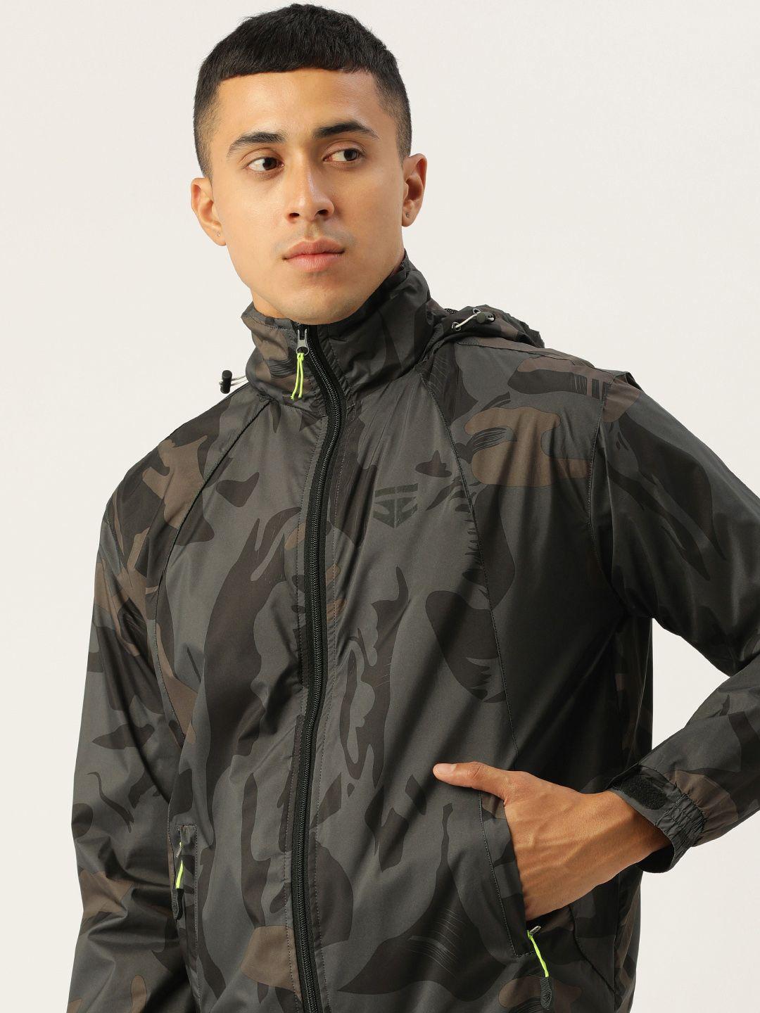 sports52 wear men printed detachable hood rain jacket