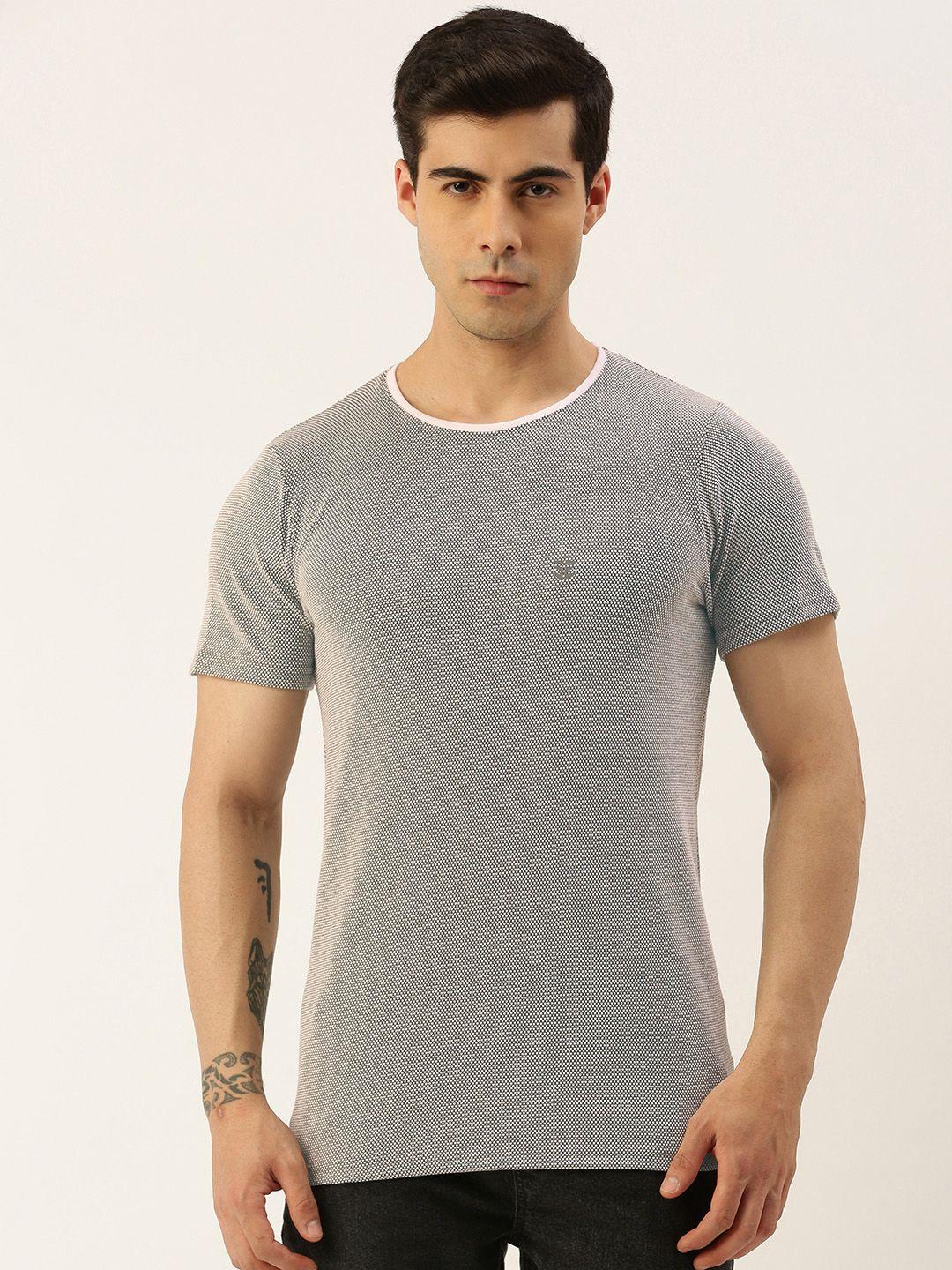 sports52 wear men self design textured round neck t-shirt