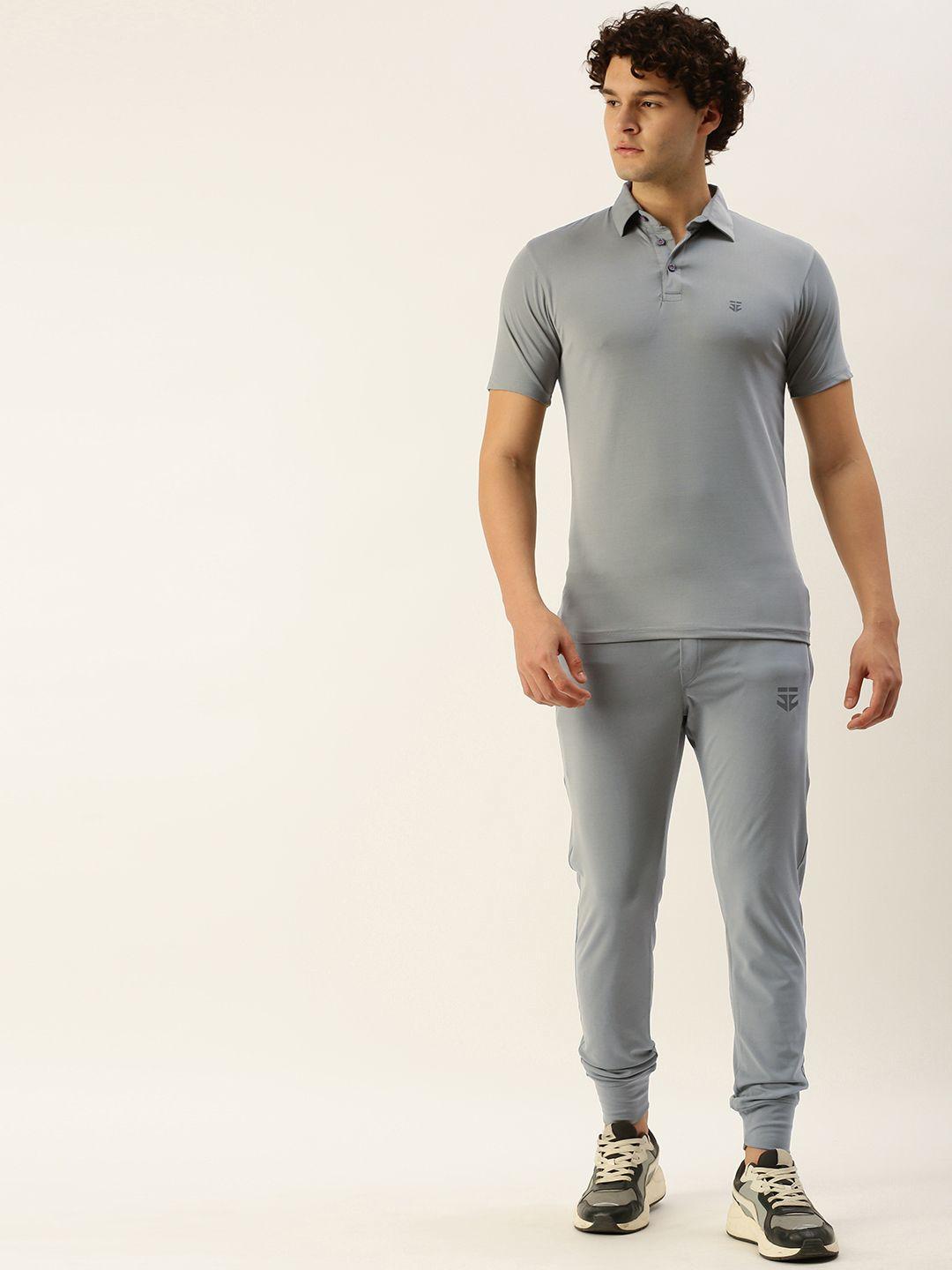 sports52 wear men solid polo collar t-shirt with track pant training tracksuit