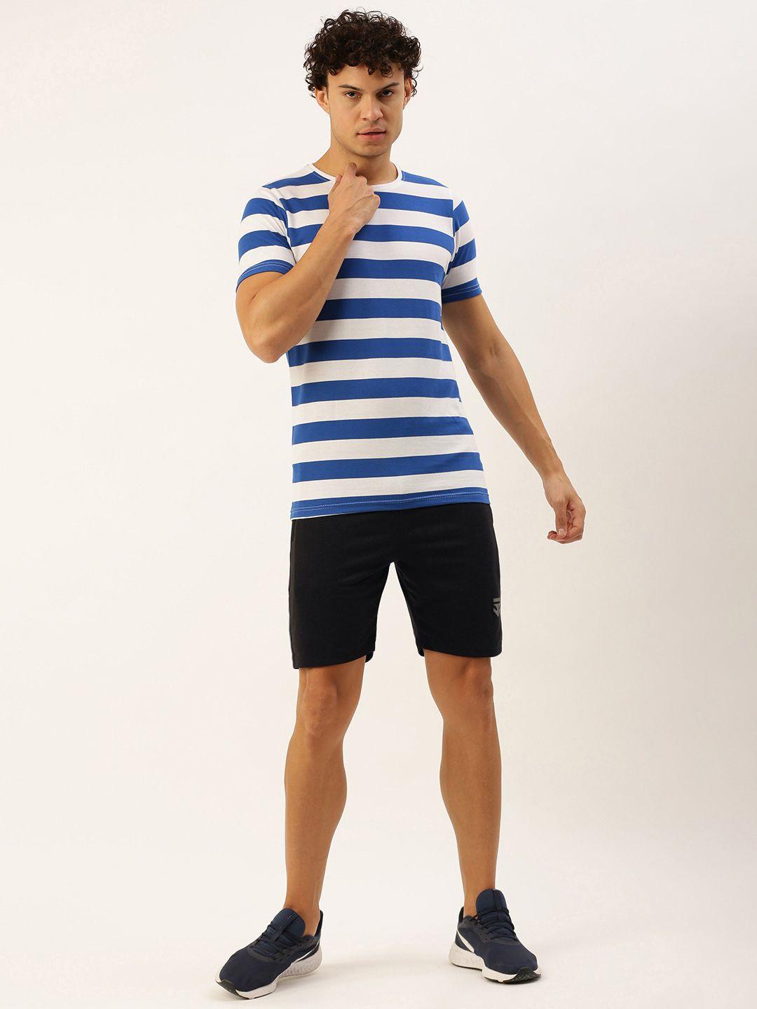 sports52 wear men striped t-shirt and mid-rise shorts training tracksuit