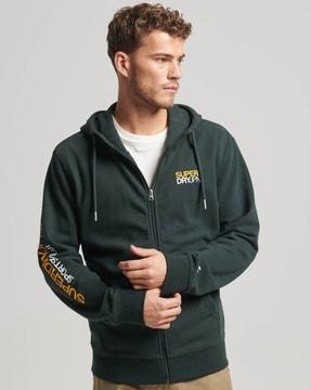 sportswear logo loose fit zip hoodie
