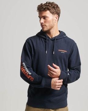 sportswear logo print loose fit hoodie