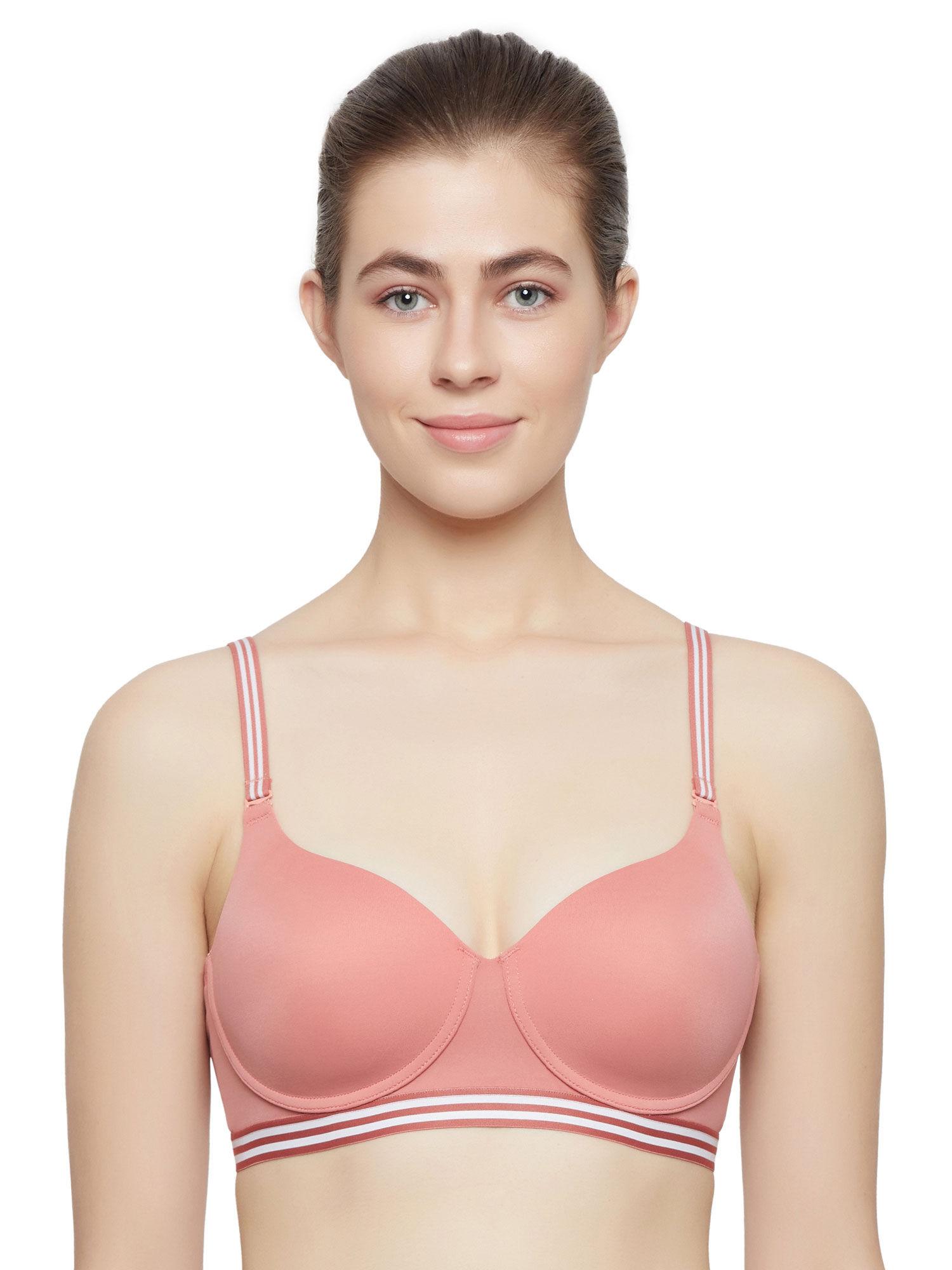 spotlight detachable shoulder straps padded wireless multiway tshirt bra peach