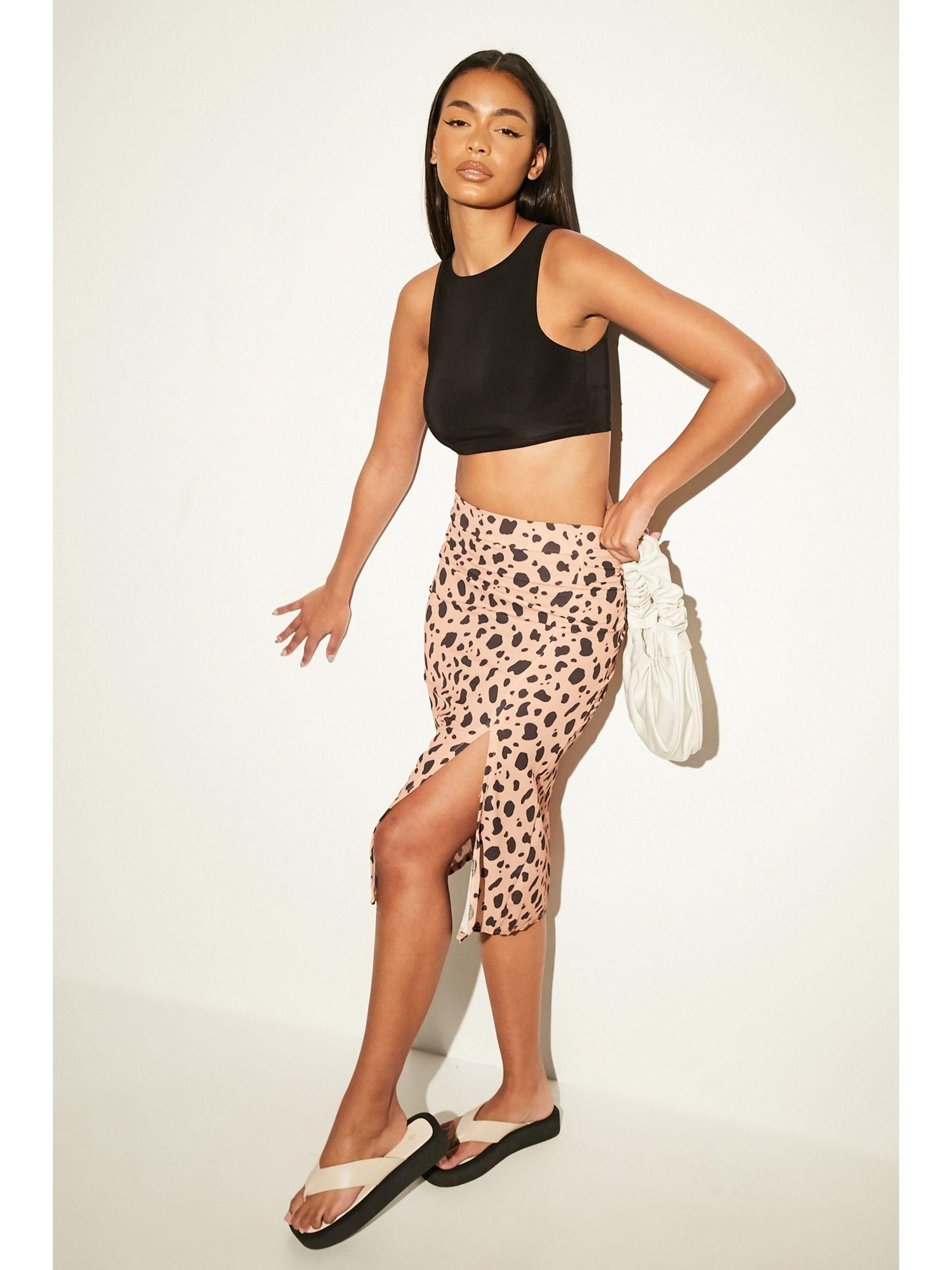 spotty midi skirt