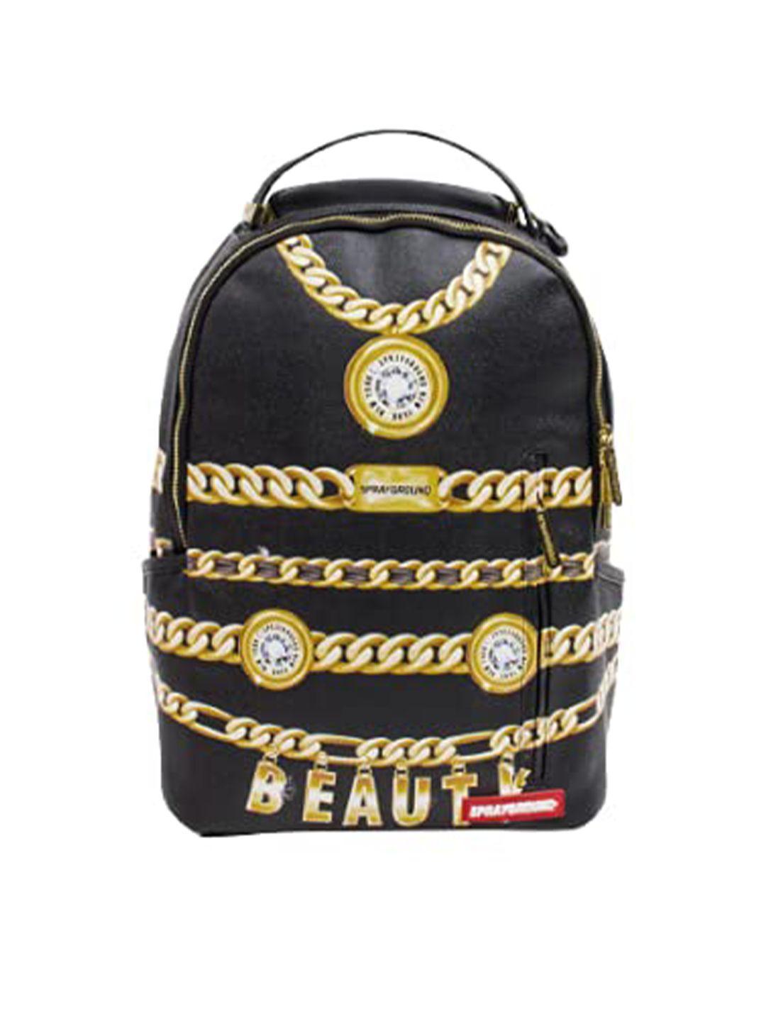 spray ground unisex black & gold-toned graphic backpack