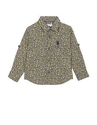 spread collar floral print shirt